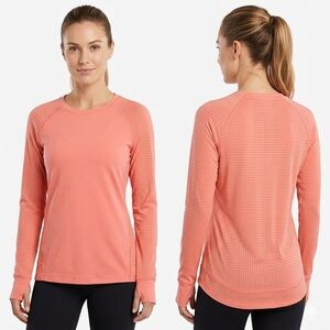 Avia Women's Long Sleeve Perforated Active Top in Coral